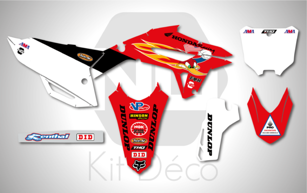 kit déco 50 70 90 110 125 250 450 cr crf qr honda motocross ng woody racing mx decals stickers graphcis autocollant adhesifs maquette