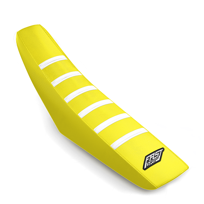 housse de selle suzuki 250 450 rm rmz 2018 2019 2020 2021 2022 2023 2024 2025 2026 2027 2028 grip antidérapant seat cover fast grip jaune blanche