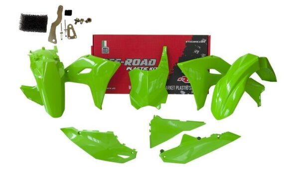 kit plastique kawasaki 250 450 kxf 2019 2020 2021 2022 2023 adaptateur 2024 bud racing vert