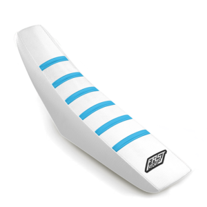 housse de selle tm racing 125 144 250 300 350 450 en FI CORSE 2022 2023 2024 2025 2026 2027 2028 grip antidérapant seat cover fast grip blanche bleue