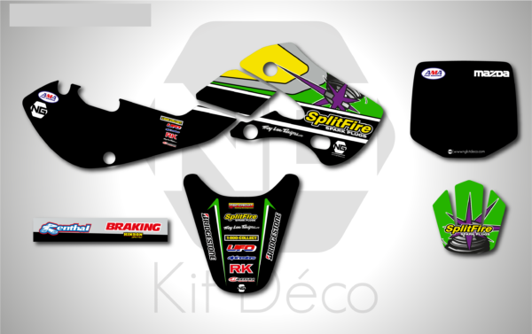 kit déco 65 kx 2000 2024 110 klx kawasaki ng motocross splitfire mx decals stickers graphics autocollant adhesifs