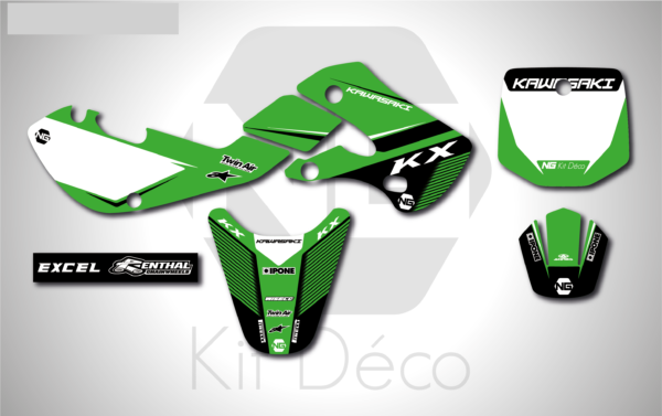 kit déco 65 kx 2000 2024 kawasaki ng motocross stripe mx decals stickers graphics autocollant adhesifs 2