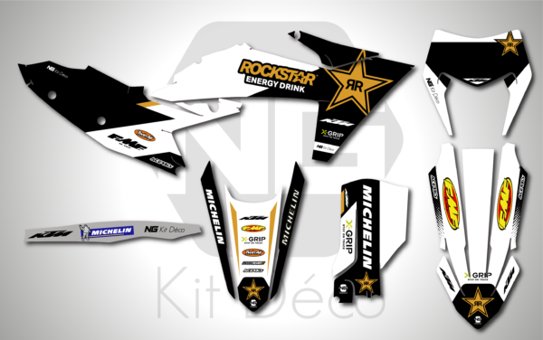 kit déco ktm 125 250 300 350 450 500 exc excf tpi xcw 2024 2025 enduro ng rockstar decals stickers graphics autocollant adhesifs_Plan de travail 1