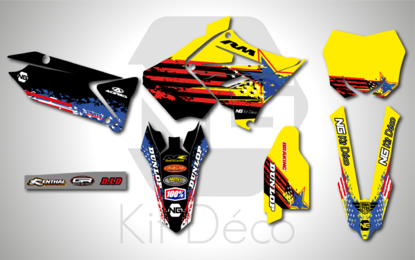 kit déco 125 250 rm 2001 2002 2003 2004 2005 2006 2007 2008 2009 2010 2011 2012 polisport restyle suzuki motocross ng usa series mx decals graphics autocollant adhesifs_Plan de travail 1