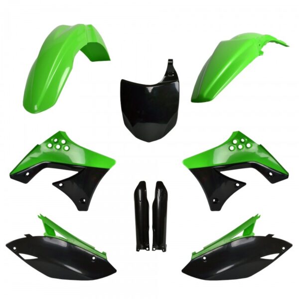 kit plastique 250 450 kxf 2009 2010 2011 2012 kawasaki complet polisport noir vert