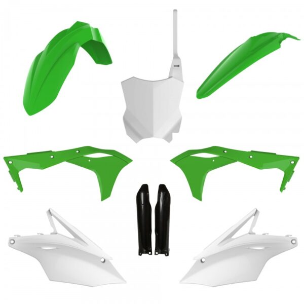 kit plastique 250 kxf 2017 2018 2019 2020 kawasaki complet polisport vert blanc