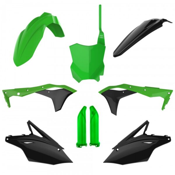 kit plastique 250 kxf 2017 2018 2019 2020 kawasaki complet polisport vert noir