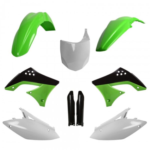 kit plastique 450 kxf 2009 2010 2011 kawasaki complet polisport vert blanc