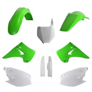 kit plastique kawasaki 125 250 kx 2003 2004 2005 2006 2007 2008 polisport complet vert blanc