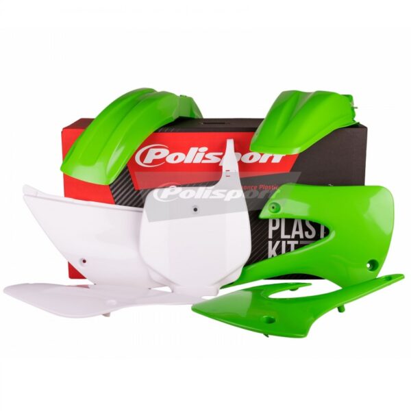 kit plastique kawasaki 85 kx 1998 2013 polisport complet vert blanc