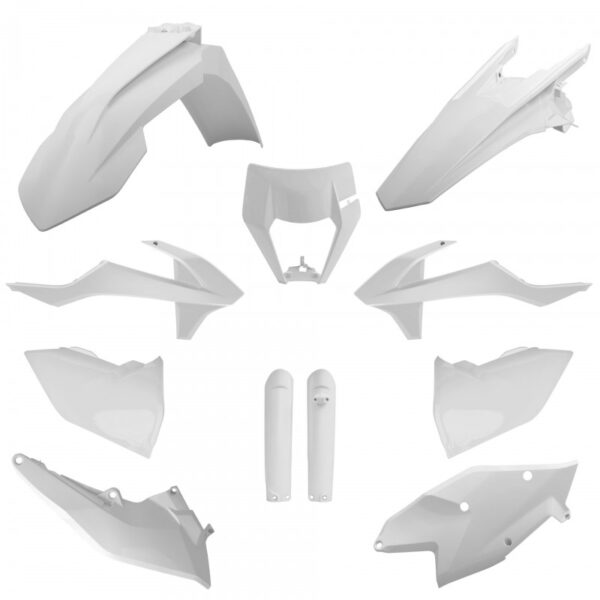 kit plastique ktm exc excf tpi xcw 125 200 250 300 350 450 500 2017 2018 2019 kit complet polisport blanc