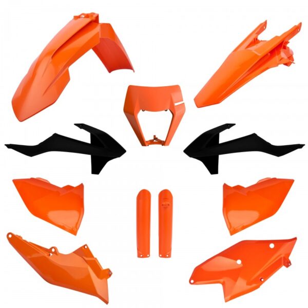 kit plastique ktm exc excf tpi xcw 125 200 250 300 350 450 500 2017 2018 2019 kit complet polisport orange noir