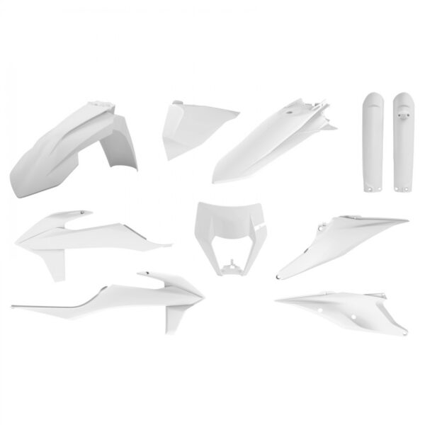 kit plastique ktm exc excf tpi xcw 125 200 250 300 350 450 500 2020 2021 2022 2023 kit complet polisport blanc