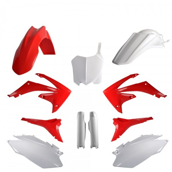 kit plastique polisport honda complet 250 450 crf 2009 2010 2011 2012 2013 motocross rouge blanc