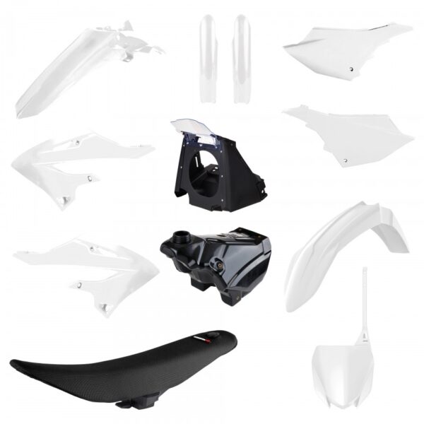 kit plastique polisport restyle 125 250 yz 2002 2021 reservoir housse de selle boîte à air blanc