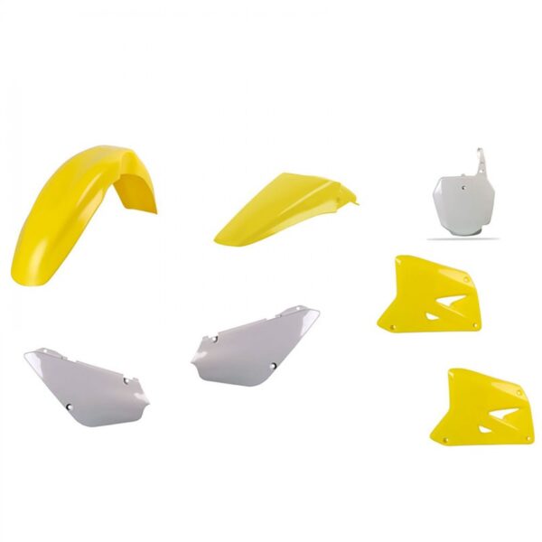 kit plastique suzuki 85 rm kit complet polisport jaune blanc
