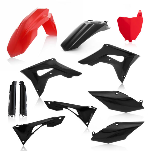 kit plastique acerbis honda complet 250 450 crf 2017 2018 2019 2020 2021 motocross noir rouge