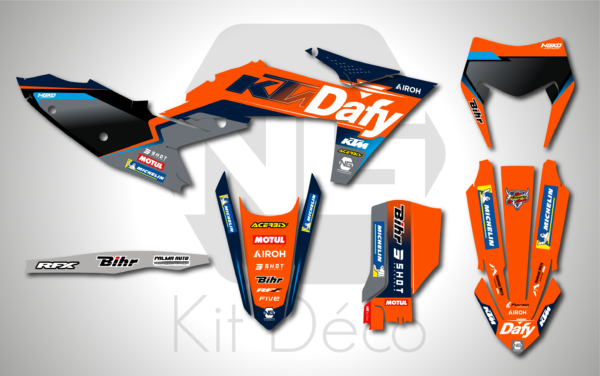 kit déco ktm 125 250 300 350 450 500 exc excf tpi xcw 2024 2025 2026 enduro ng dafy team 2025 decals stickers graphics autocollant adhesifs_Plan de travail 1