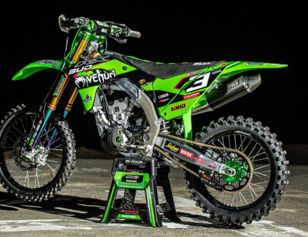 kit déco 450 250 kx kxf 2024 2025 2026 kawasaki motocross Team BUD racing 2025 réplica backyard mx decals stickers graphics autocollant adhesifs visuel 2