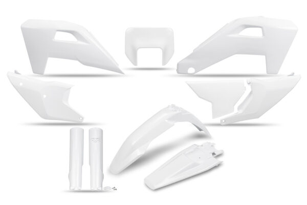 kit plastique husqvarna 125 250 300 350 450 501 te fe 2024 2025 2026 heritage kit complet enduro ufo blanc