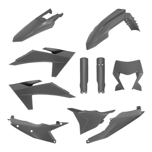 kit plastique ktm exc excf tpi xcw 125 200 250 300 350 450 500 2024 2025 2026 kit complet polisport gris