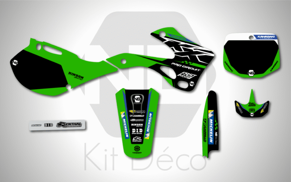 kit déco 125 250 kx 1999 2000 2001 2022 kawasaki motocross fast series ng graphics mx decals stickers autocollant adhésifs