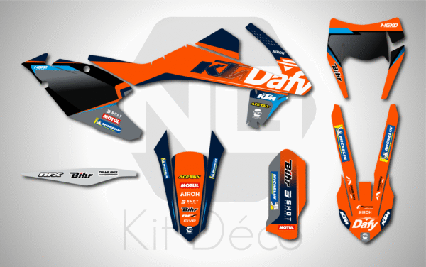 kit déco ktm 125 250 300 350 450 500 exc excf tpi xcw 2017 2018 2019 enduro ng team dafy 2025 decals stickers graphics autocollant adhesifs_Plan de travail 1