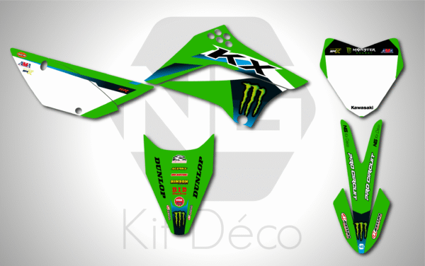 kit déco 110 klx 2010 2026 kawasaki ng factory 2025 motocross decals stickers graphics autocollant adhésifs