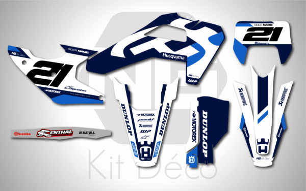 kit déco 125 250 300 350 450 501 te fe husqvarna 2026 2027 enduro ng origine originality 2026 bleu decals stickers graphics autocollant adhesifs