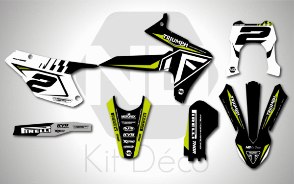 kit déco triumph tfe 250 450 e 2025 2026 2027 enduro ng mx london series decals graphics stickers autocollant adhesifs