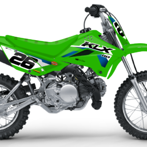 kit déco 110 klx 2010 2025 2026 2027 2028 kawasaki ng oem origine originality 2026 vert bleu blanc motocross decals stickers graphics autocollant adhésifs viusel
